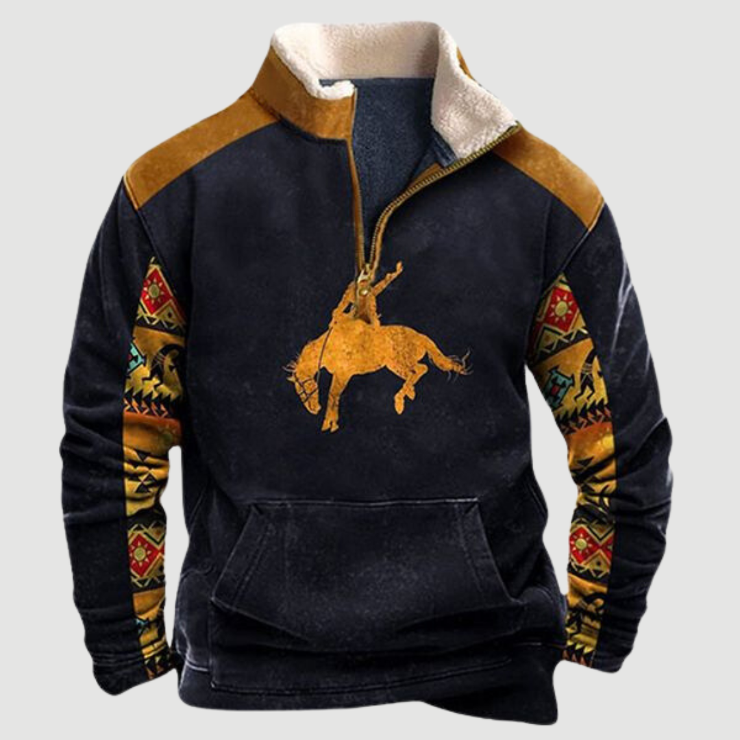 Felix men's vintage fleece zip-up jumper, a warm winter sweater for stylish casual outerwear.