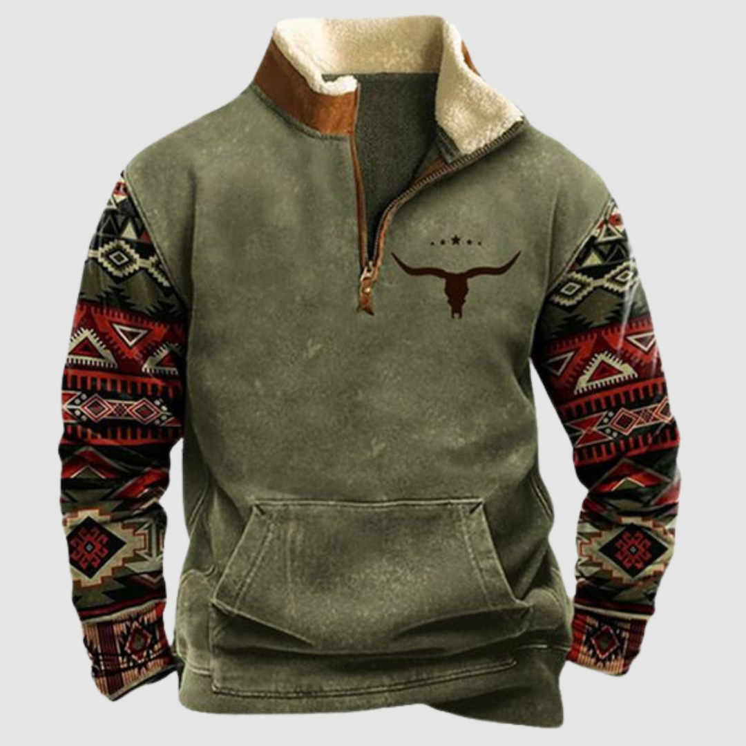 Stylish men's vintage fleece sweater, full zip design, ideal for casual winter warmth & outerwear.
