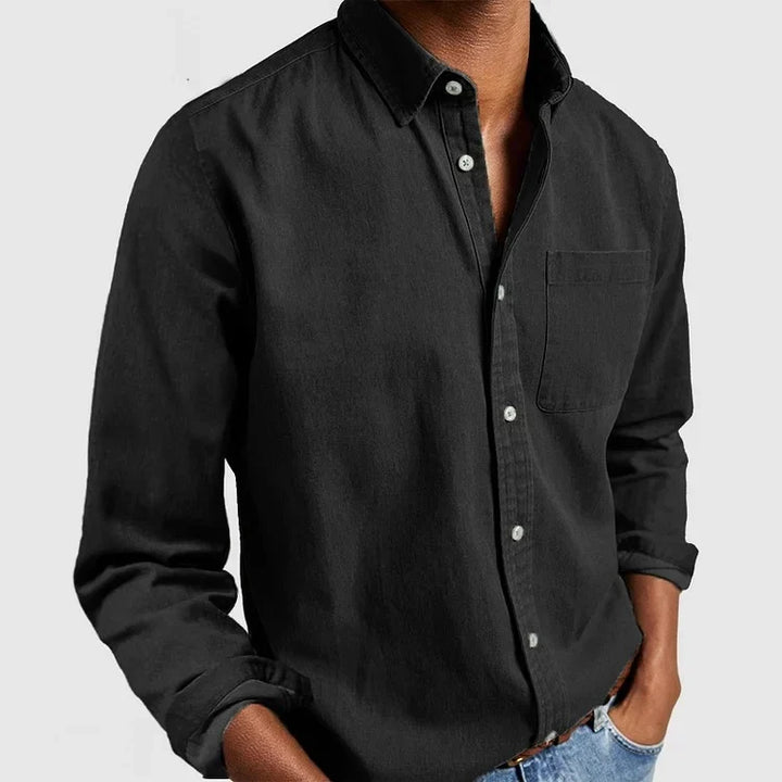 Men's classic comfort long sleeve shirt. A stylish vintage button-up top for versatile men's casual wear.