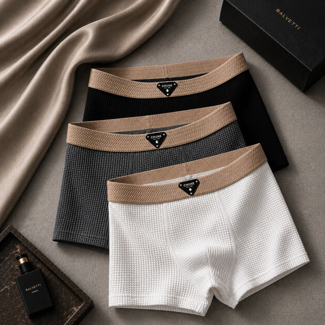 Men's waffle knit boxer shorts, ideal for comfortable loungewear, sleepwear, and everyday essentials.