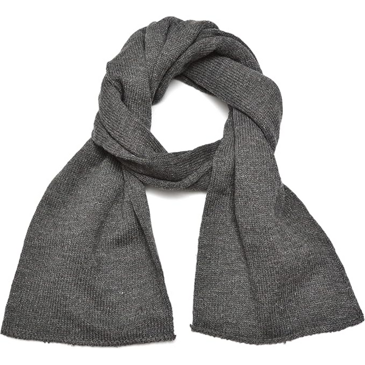 Cozy and warm men's double layer knit winter scarf, featuring grey heather.