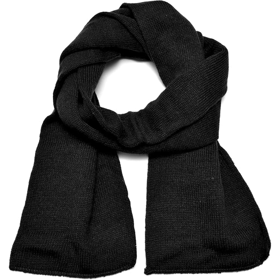 Comfortable men's double layer knit winter scarf, ideal for outdoor activities.