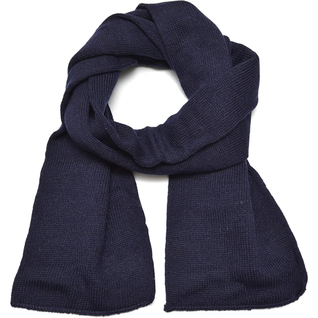 Durable acrylic double layer men's knit scarf, providing comfort & warmth.