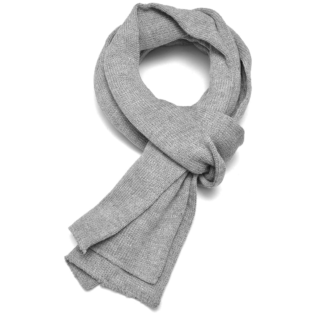 Elegant men's knit winter scarf, double layer design for superior cold protection.