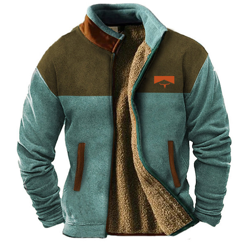 Comfortable men's warm winter coat, durable zip-up jacket for travel & cold weather. Essential outdoor outerwear.