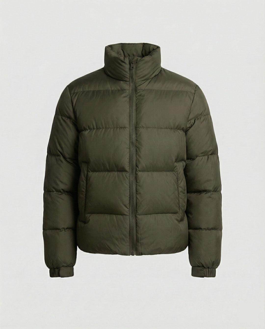 Durable men's winter puffer coat with adjustable hood, essential outerwear for snowy conditions.