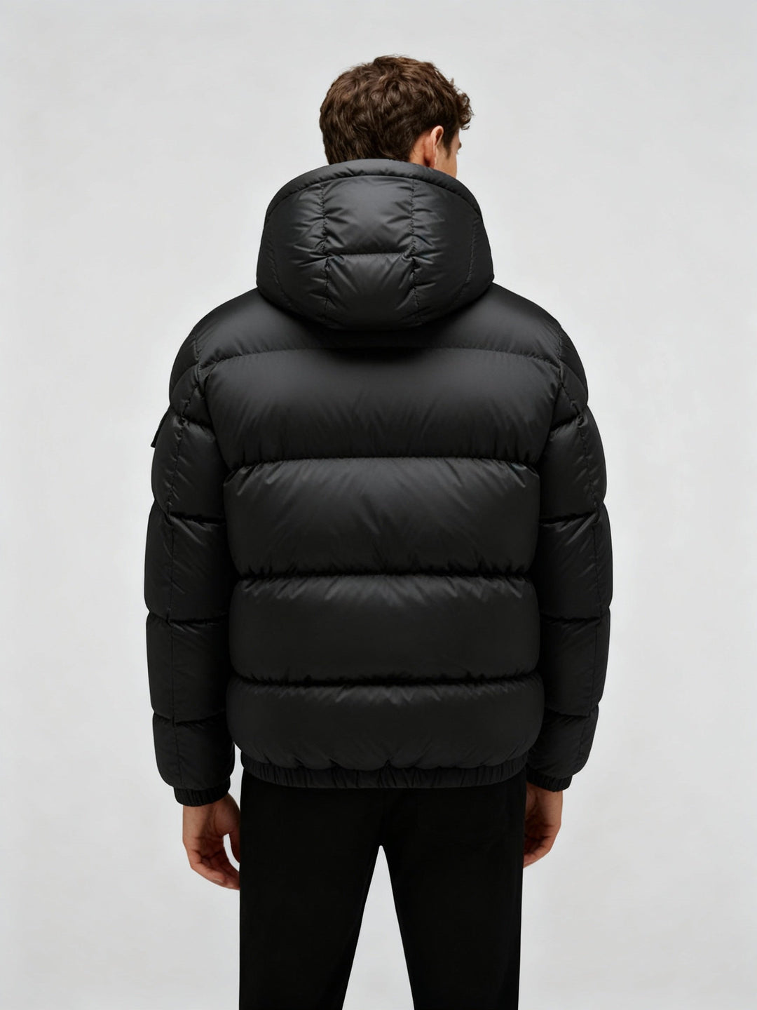 Men's heavy-duty hooded puffer jacket, excellent cold weather gear for maximum warmth.