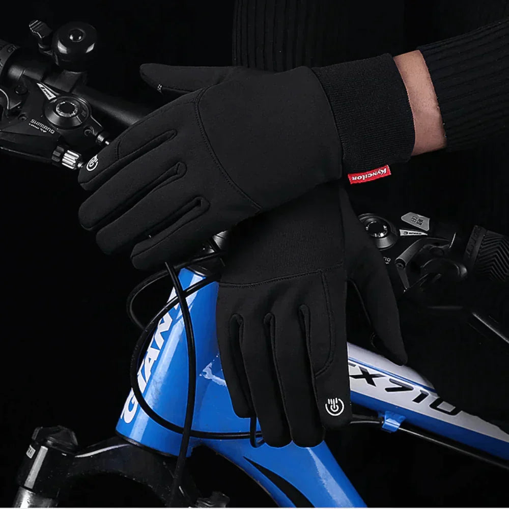 Durable men's warm winter touchscreen gloves, designed for outdoor activities, skiing, & extreme cold weather.