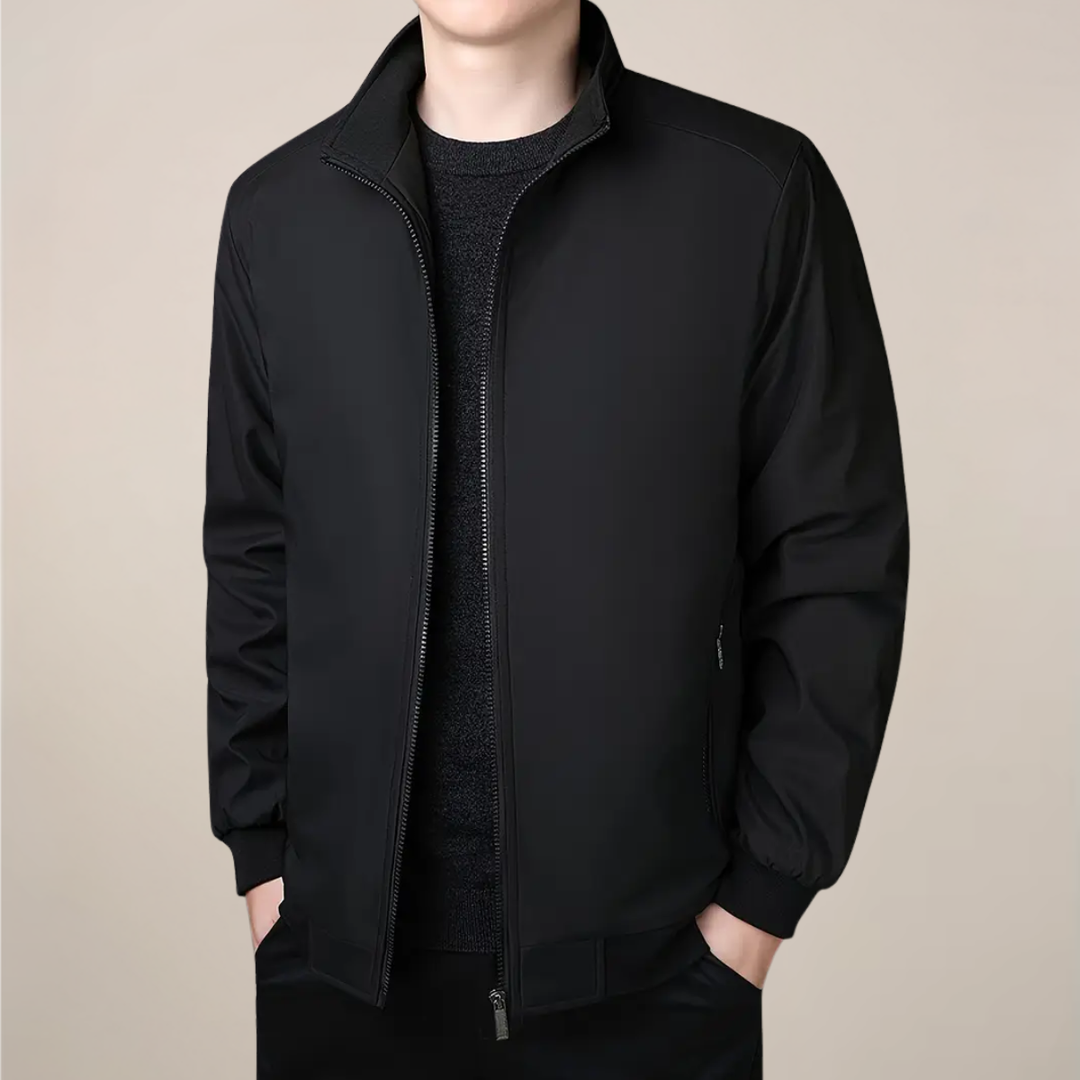 Modern men's fashion zip-up jacket, warm & comfortable for cold weather, ideal for casual outfits.