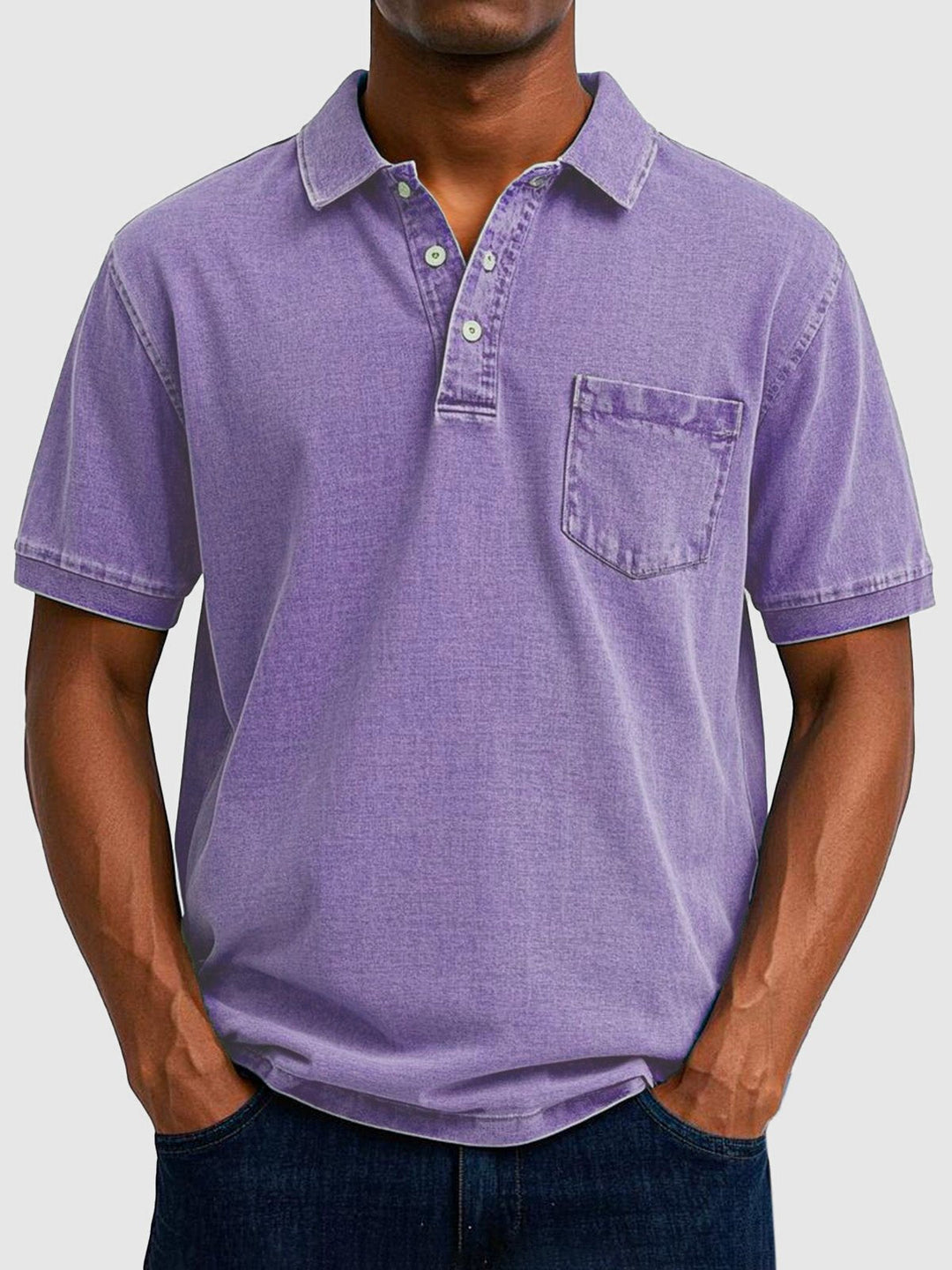 Comfortable men's washed polo shirt, short sleeve, relaxed fit for an everyday casual look.