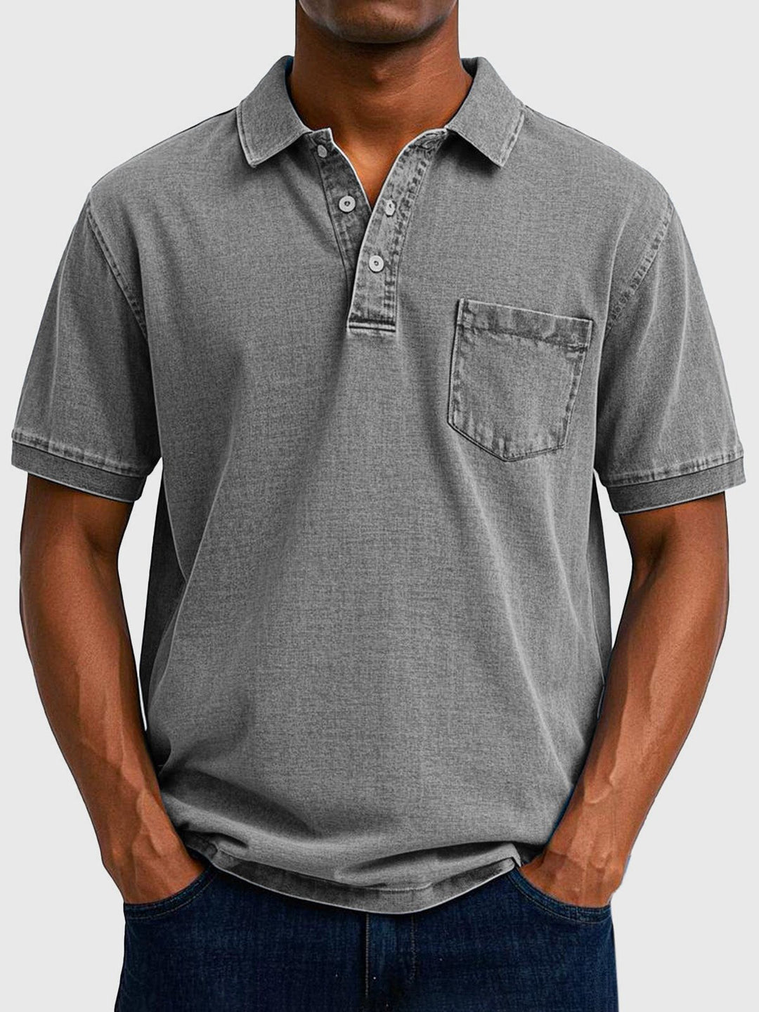 Versatile men's short sleeve polo top, ideal for summer & spring, casual everyday style.