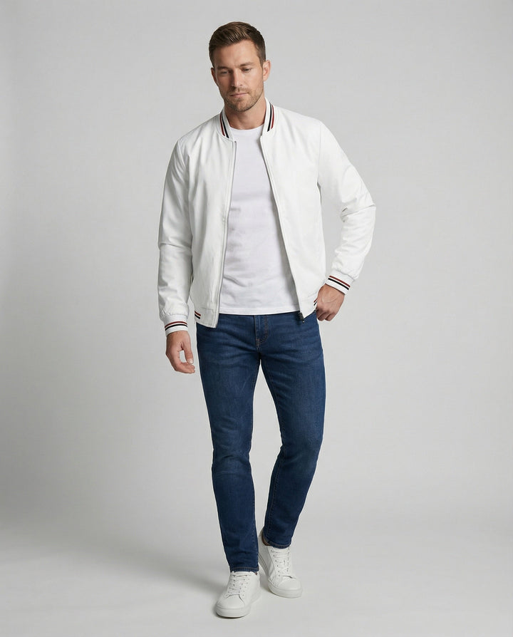 Men's water-repellent casual jacket with a stylish stand-up collar for versatile everyday wear in spring or fall.
