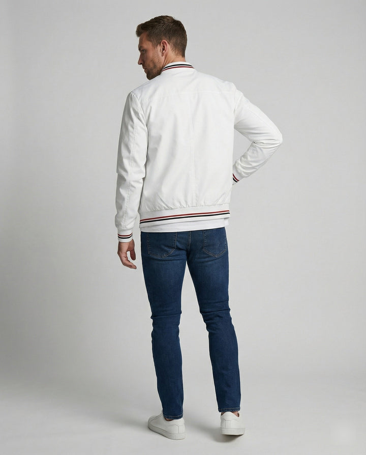 Slim-fit men's transition jacket, water-repellent, perfect for spring/fall everyday style with a smart stand-up collar.