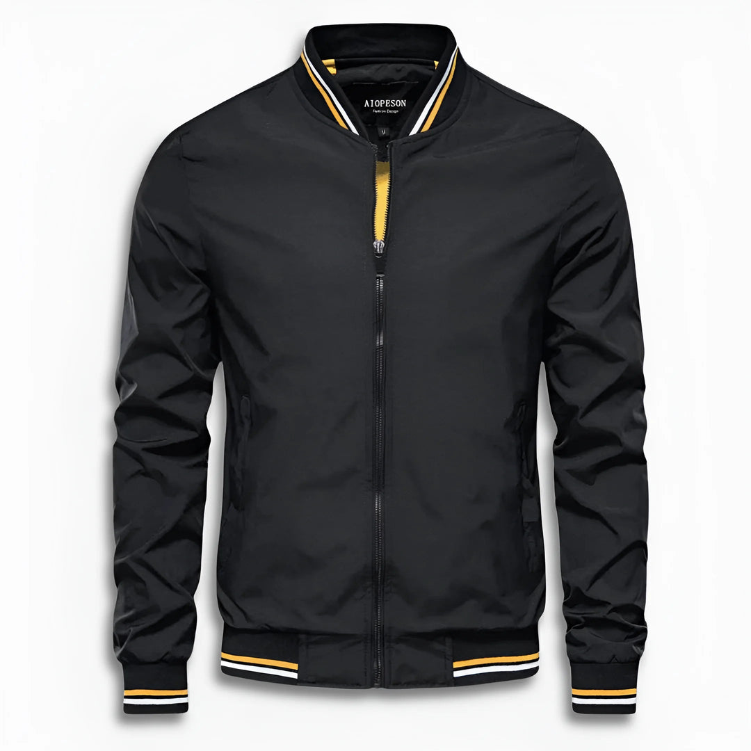 Trendy men's fall/spring jacket, water-repellent with a stand-up collar, perfect for modern casual fashion and comfort.