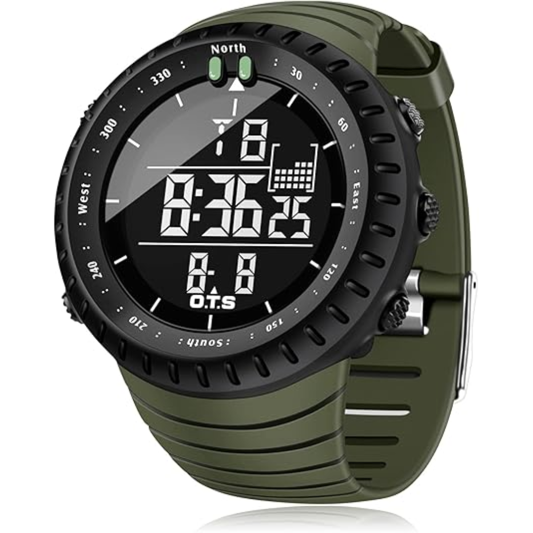 Durable men's outdoor digital watch, waterproof & shock resistant, perfect for adventure.