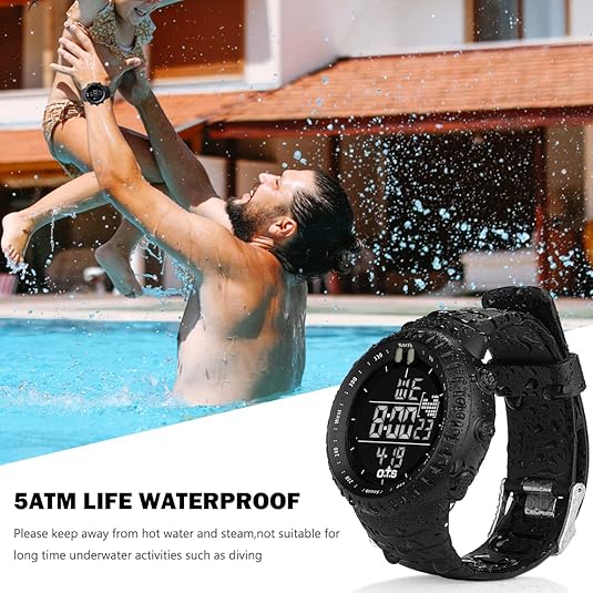 Men's waterproof digital watch for swimming, hiking, and all outdoor sports activities.
