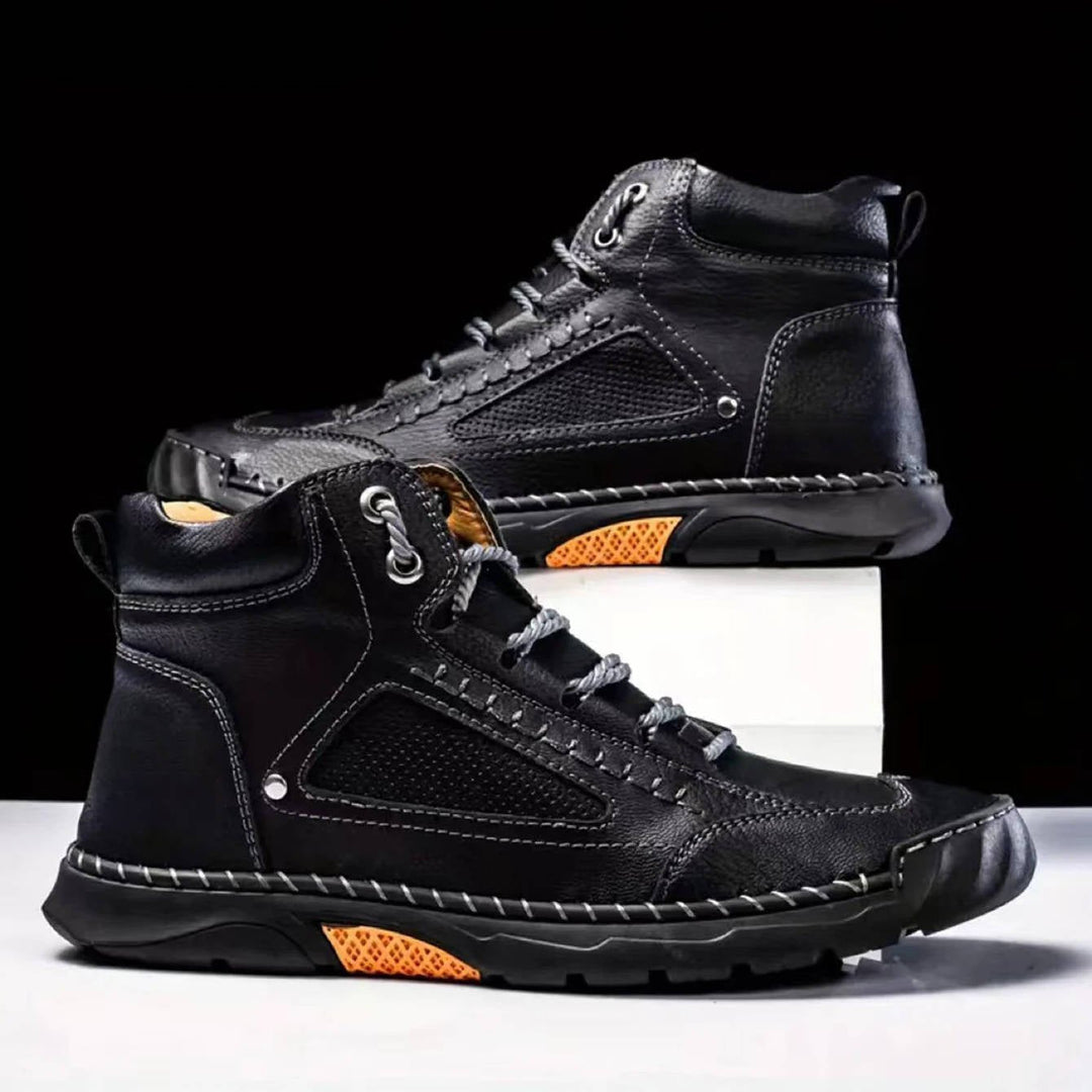 Men's waterproof hiking boots with arch support, ideal for comfortable and durable trail adventures.