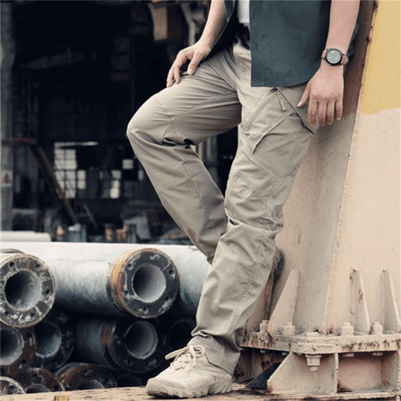 Comfortable men's waterproof tactical pants, ideal for hiking and outdoor adventure.