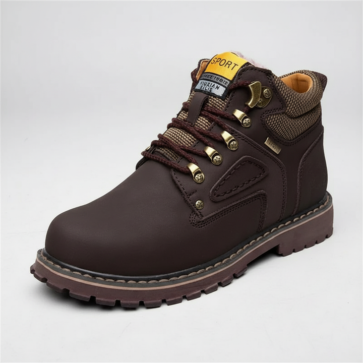 Retro men's waterproof winter sneakers for all-weather comfort. Durable cold weather outdoor footwear.