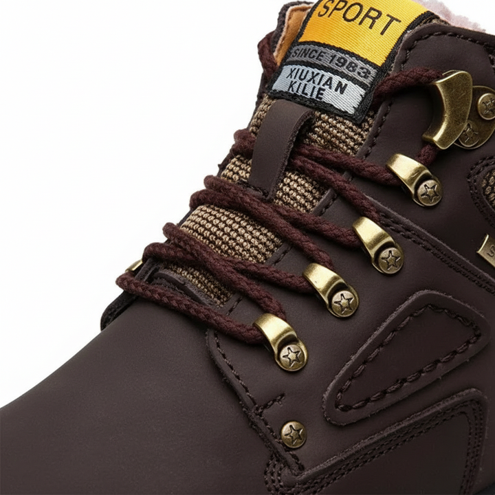 Stylish men's waterproof outdoor winter shoes. Comfortable, warm lining for cold weather walking and durability.