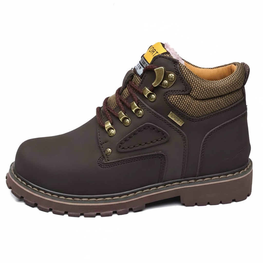 Retro men's waterproof walking shoes for cold winter weather. Comfortable and durable outdoor footwear.