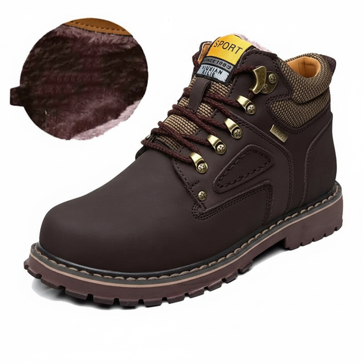 Men's waterproof winter footwear with warm lining, ensuring comfort in cold weather. Durable walking boots.