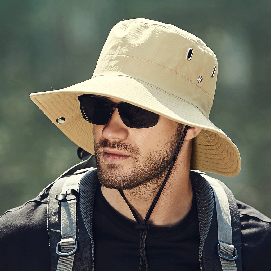 Men's wide brim sun hat designed for ultimate outdoor protection. Perfect for fishing, hiking, beach trips, and summer travel.