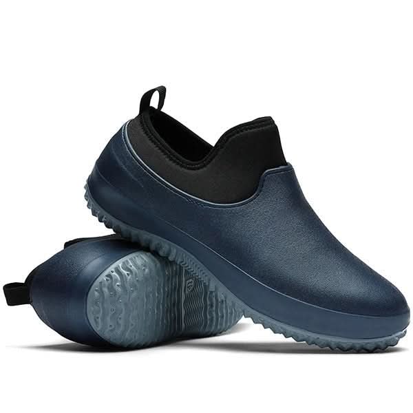Side view of durable men's & women's slip-resistant work shoes. All-weather, waterproof, and comfortable.