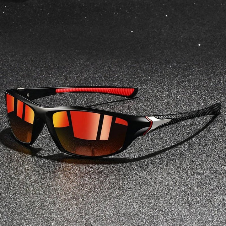 Men's polarized sport sunglasses featuring mirror lenses for enhanced vision during outdoor sports.