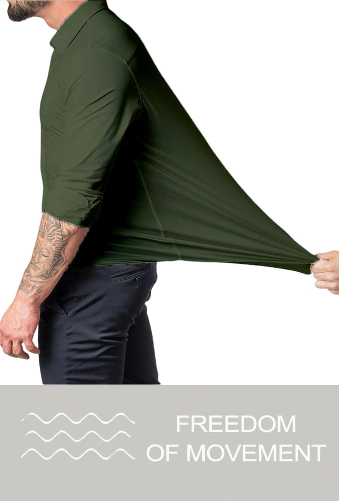 Elevate your menswear with this wrinkle-free slim fit button-down shirt. Formal & casual appeal.
