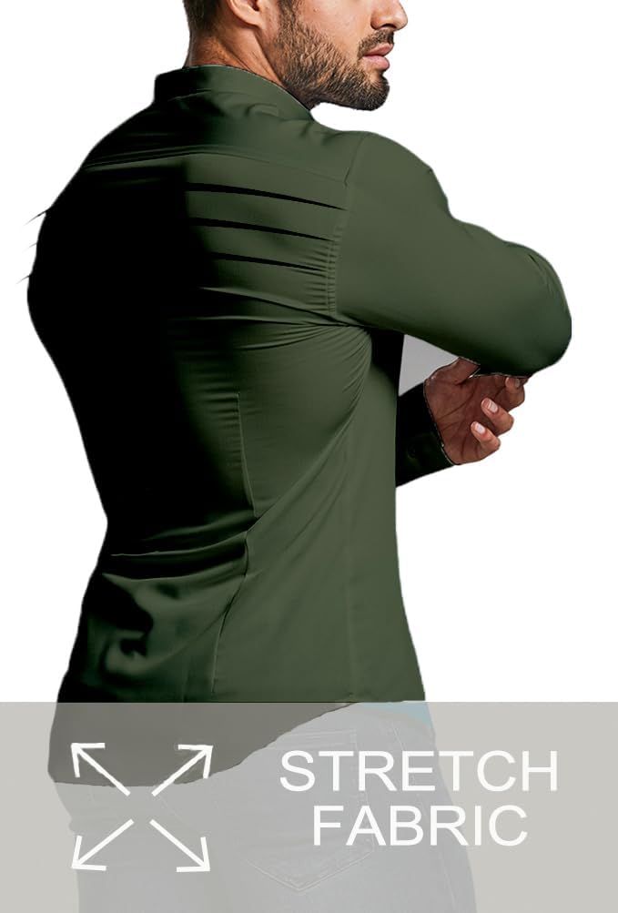 Full view of men's wrinkle-free slim fit long sleeve shirt. Ready for business or a night out.