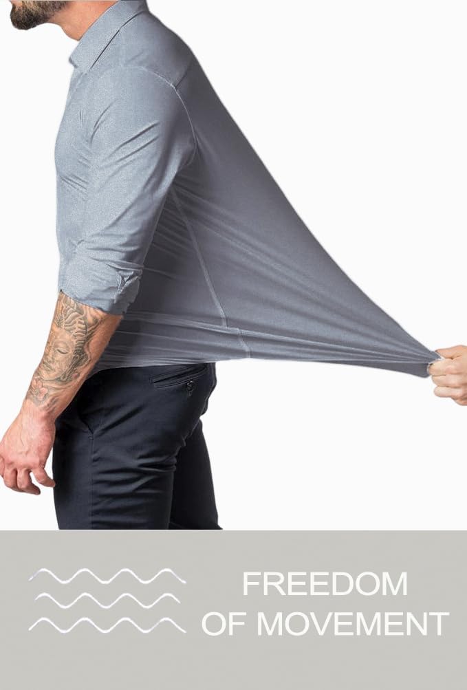 Sleek men's slim fit dress shirt, wrinkle-free for effortless style. Perfect office & formal wear.