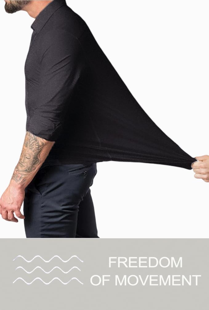 Men's formal wear reinvented. Wrinkle-free slim fit dress shirt, modern elegance.