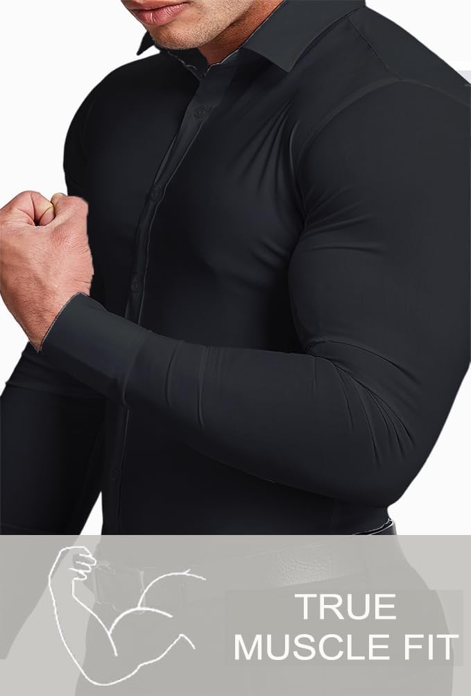 Effortless elegance: men's wrinkle-free slim fit button-down dress shirt. Long sleeve perfection.