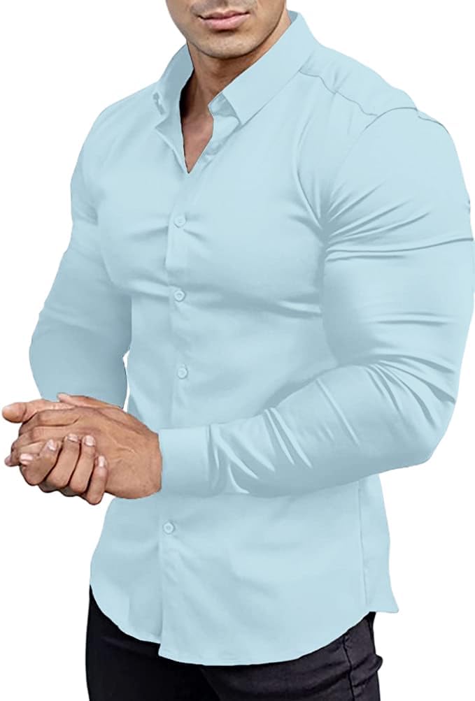 Crafted for comfort: men's wrinkle-free slim fit dress shirt. Ideal for extended wear.