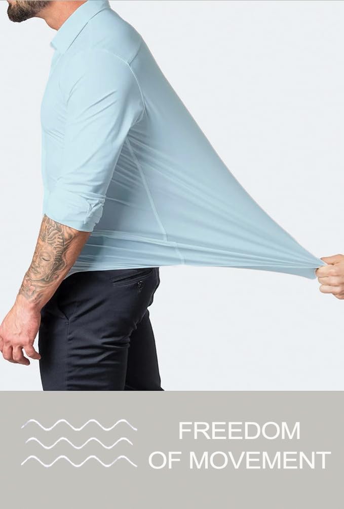 Men's fashion must-have: a wrinkle-free slim fit long sleeve dress shirt. Versatile and sharp.