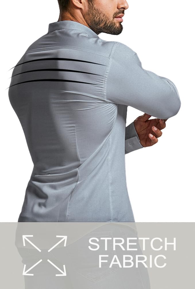 Professional men's long sleeve dress shirt. Wrinkle-free, slim fit, ideal for office and events.