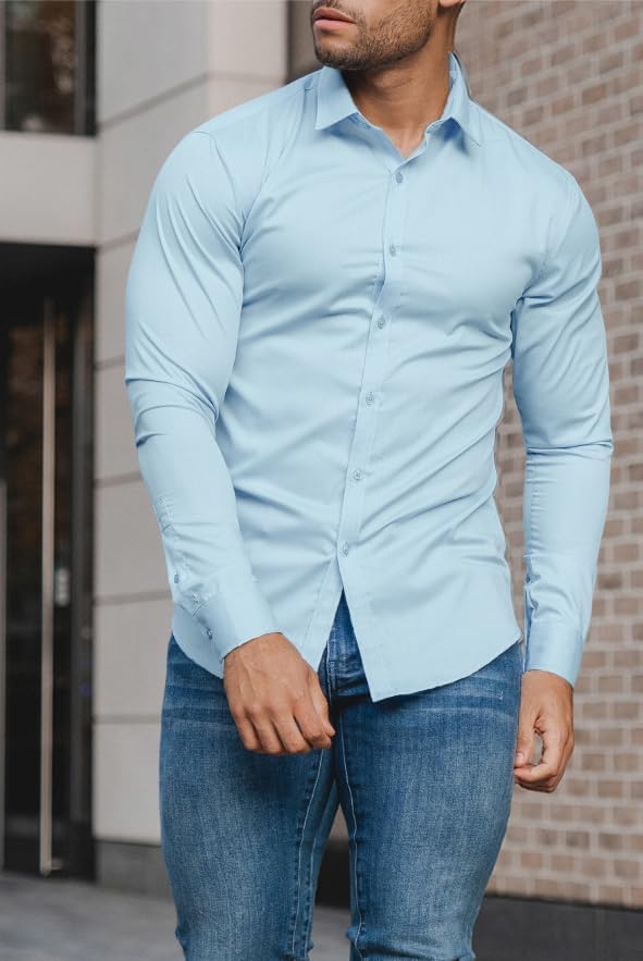 The ultimate men's wrinkle-free slim fit dress shirt for a sleek, modern, long-lasting sharp look.
