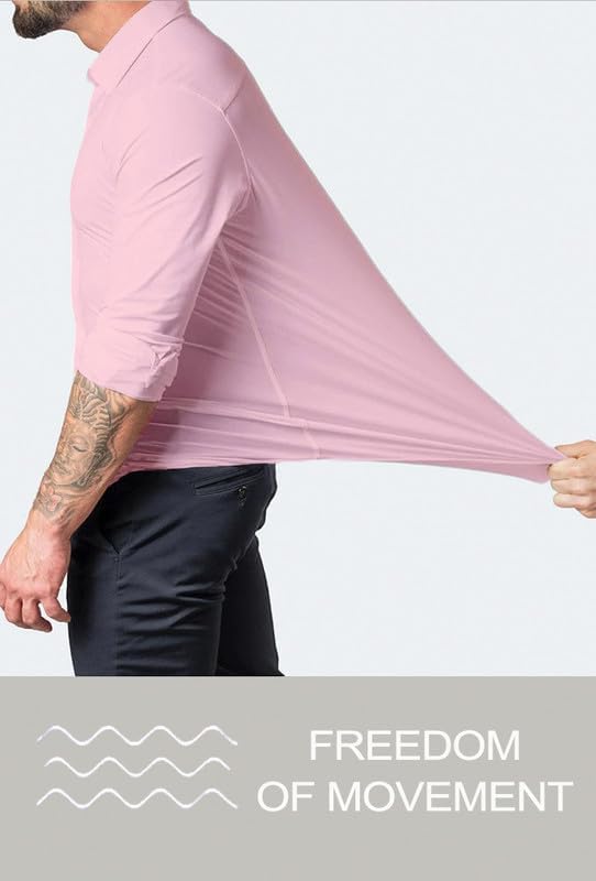 Button-down men's slim fit dress shirt. Wrinkle-free, long sleeve, ideal for office and formal wear.