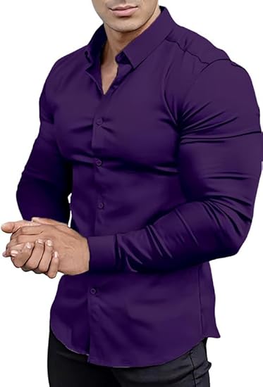 Modern men's fashion: a wrinkle-free, slim fit, long sleeve dress shirt for effortless sharp style.