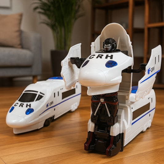 MetroForce transforming train robot toy with LED lights, ideal kids gift for interactive play