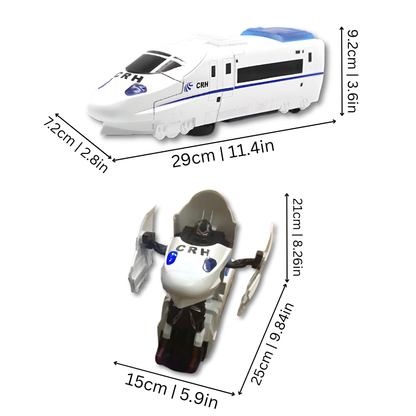 Kids' transforming MetroForce train robot, a musical and sensory toy with LED lights, fun gift