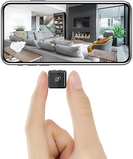 Mini 1080P WiFi security camera for home, wireless, with night vision and motion detection for indoor/outdoor surveillance.
