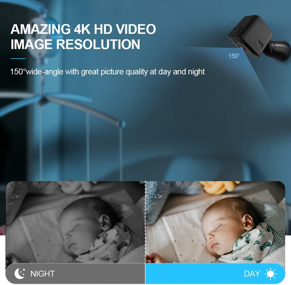 Discreet 4K WiFi hidden cam, perfect for unobtrusive home security & motion-activated recording.