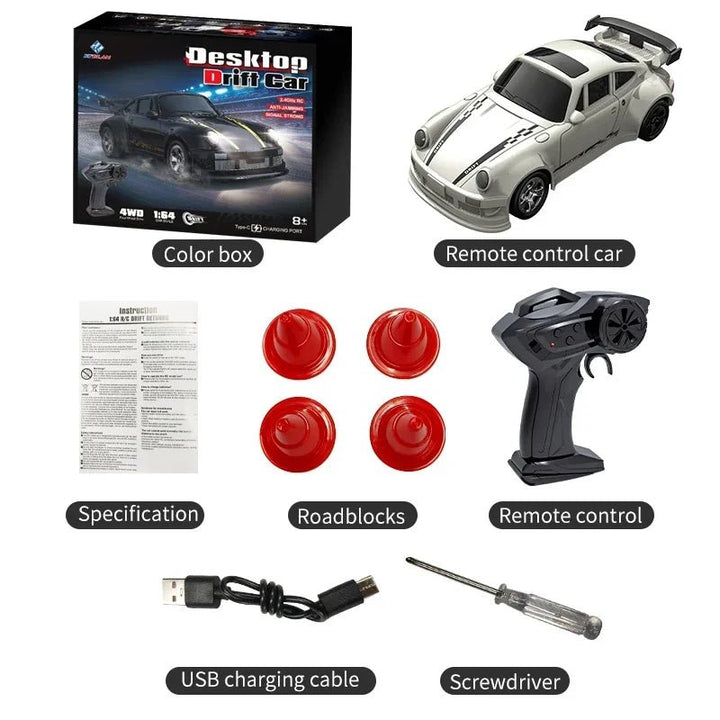 Stable 4WD mini RC car with remote, perfect for kids to enjoy fast, controlled racing.