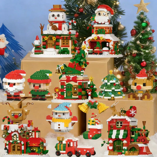 Mini Christmas building blocks set, festive holiday decoration, DIY craft toy for all ages