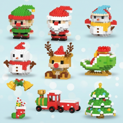 Mini blocks kit with Santa, reindeer, and tree, ultimate Christmas decoration construction toy