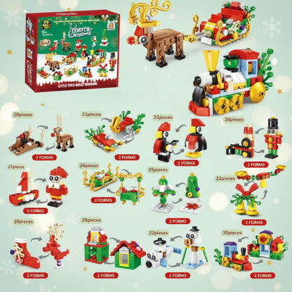 Mini building blocks: Santa's sleigh, festive Christmas decor & constructive play toy