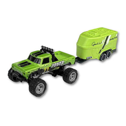 High-speed mini RC monster truck with LED lights, alloy chassis, ready for adventure