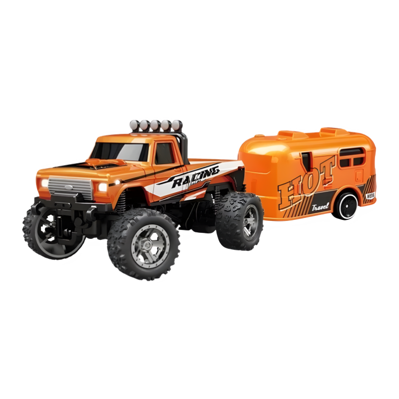 Kids' toy RC monster truck, small scale, with functioning LED lights, rugged tires
